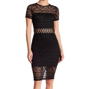 Missguided Black Lace Panelled Dress Cutouts US 8